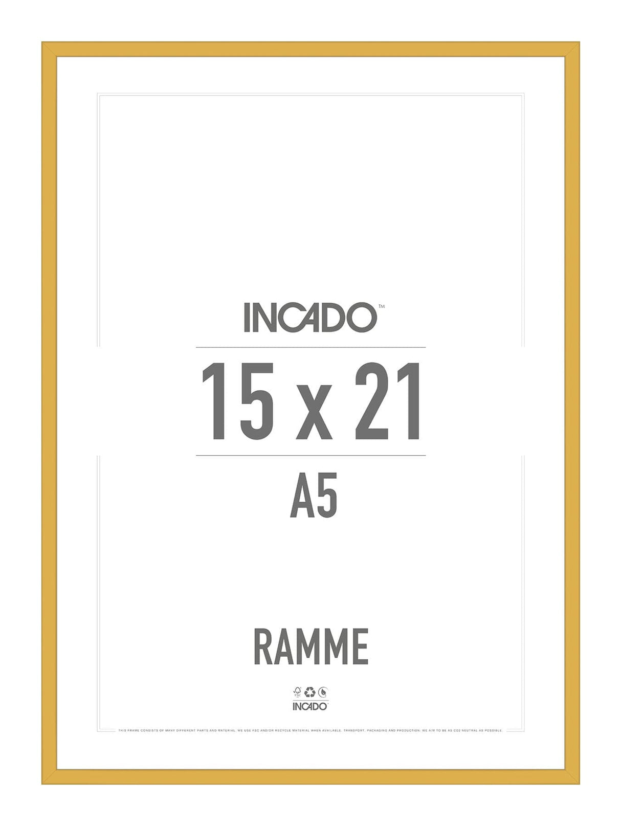 Lemon Curry Gul Ramme - Incado NordicLine - 15 x 21 cm 15 x 21  cm Ramme