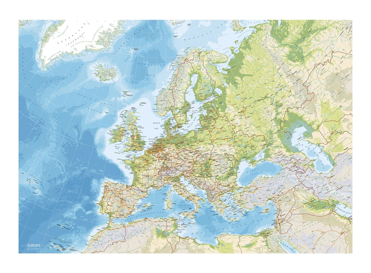 Europakort - Classic 70 x 100  cm Lærredstryk