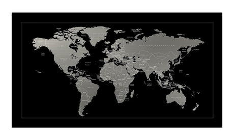 Metal verdenskort med sort ramme - Black - Incado