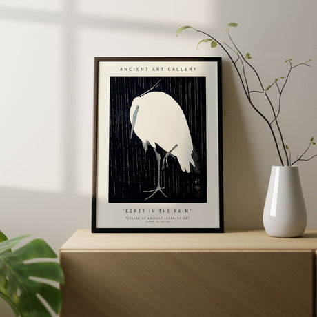 Plakat - Egret In The Rain - Ancient Art - Incado
