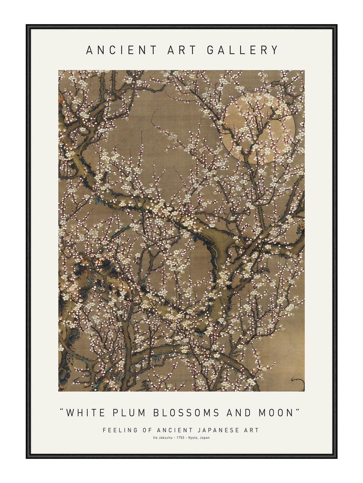White Plum Blossoms And Moon 21 x 29,7  / A4 cm Plakat