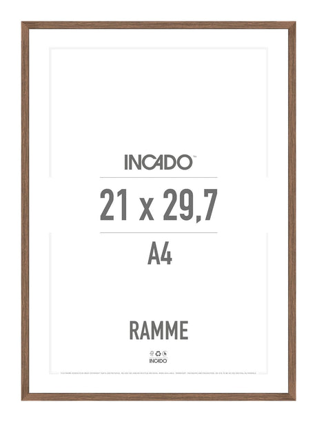 Walnut / Valnød Ramme - Incado NordicLine - 21 x 29,7 cm / A4 21 x 29,7  / A4 cm Ramme