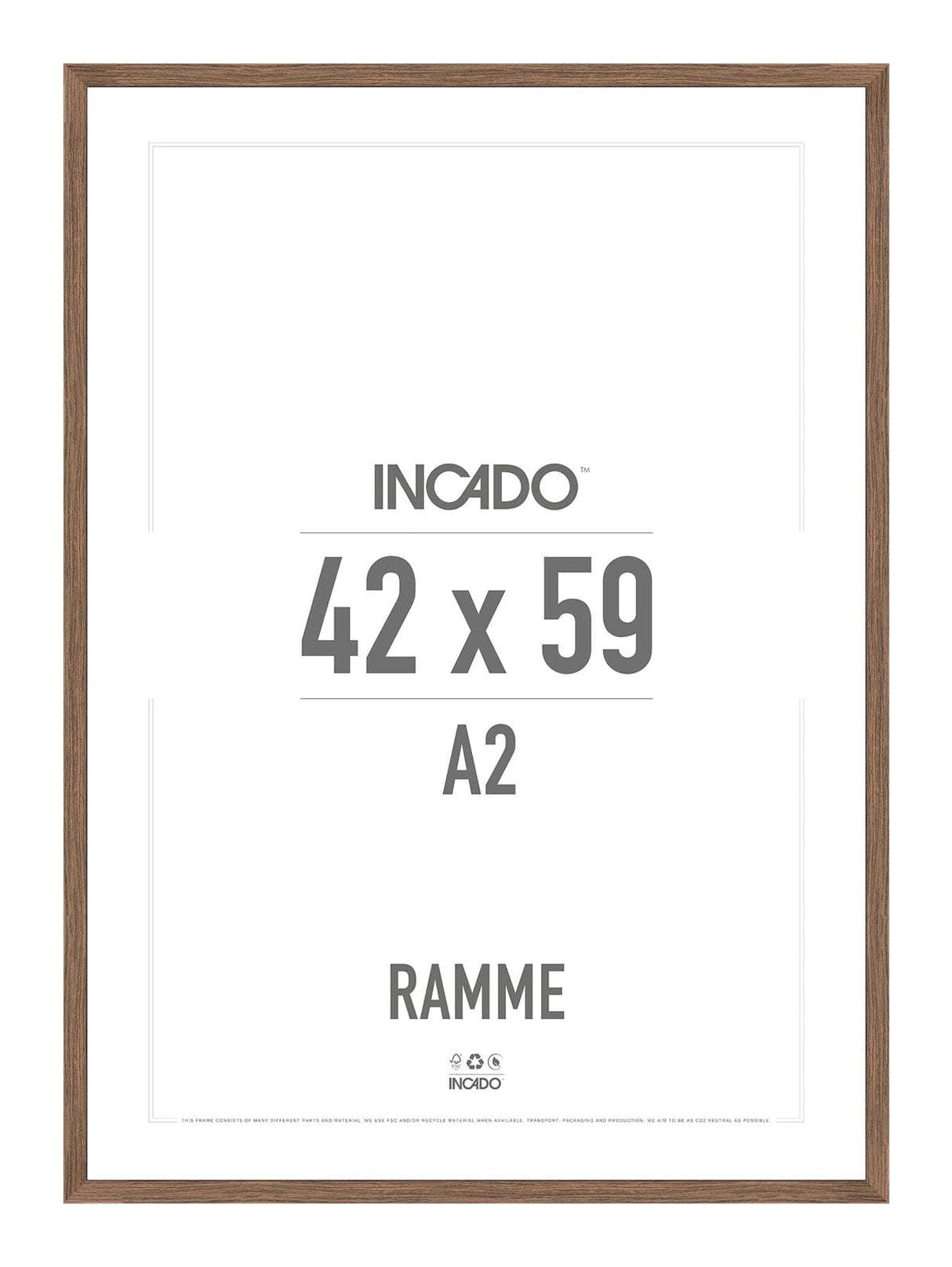 Walnut / Valnød Ramme - Incado NordicLine - 42 x 59,4 cm / A2 42 x 59,4  / A2 cm Ramme
