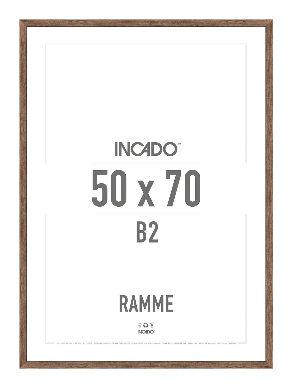Walnut / Valnød Ramme - Incado NordicLine - 50 x 70 cm 50 x 70  cm Ramme