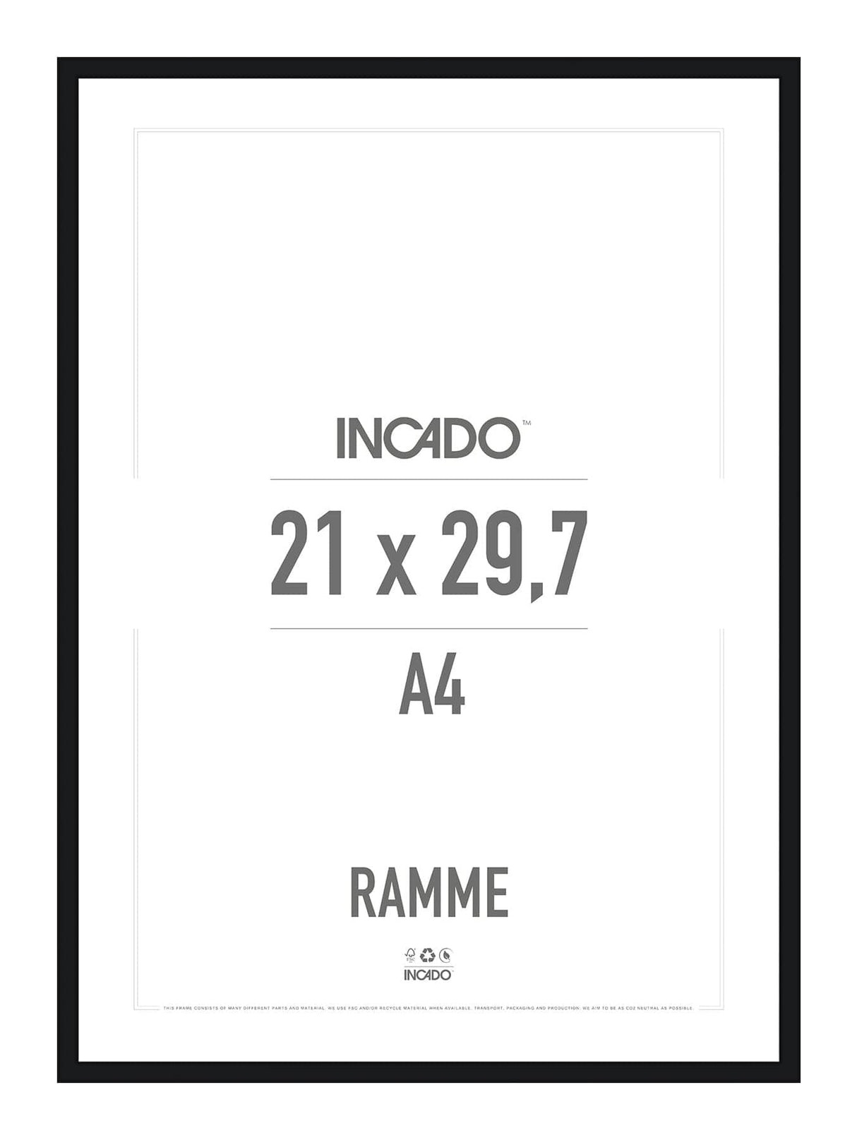 Sort Ramme - Incado NordicLine - 21 x 29,7 cm / A4 21 x 29,7  / A4 cm Ramme