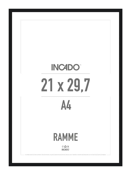 Sort Ramme - Incado NordicLine - 21 x 29,7 cm / A4 21 x 29,7  / A4 cm Ramme