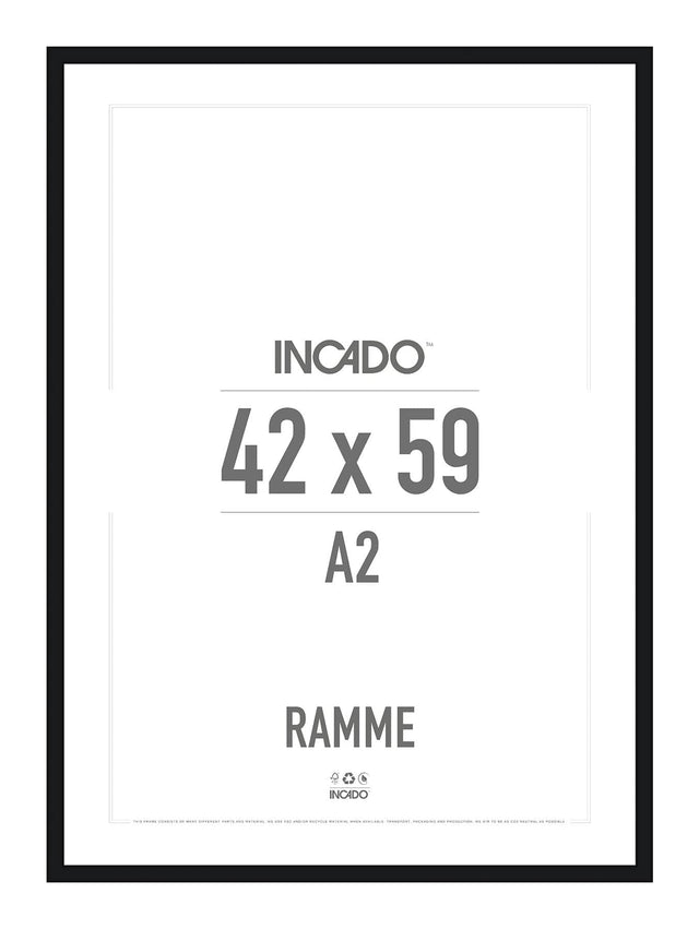 Sort Ramme - Incado NordicLine - 42 x 59,4 cm / A2 42 x 59,4  / A2 cm Ramme