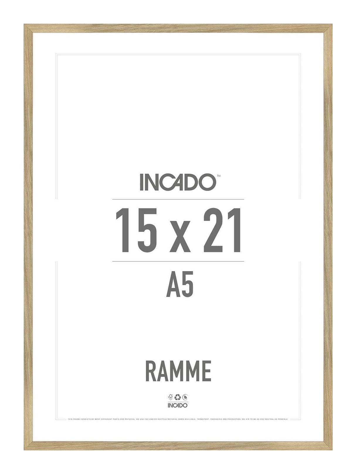Egetræsramme 15mm - Massiv Eg - Incado NordicLine - 15 x 21 cm 15 x 21  cm Ramme