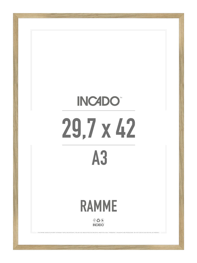 Egetræsramme 15mm - Massiv Eg - Incado NordicLine - 29,7 x 42 cm / A3 29,7 x 42  / A3 cm Ramme