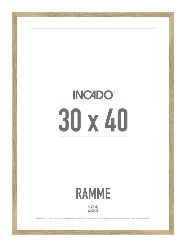 Egetræsramme 15mm - Massiv Eg - Incado NordicLine - 30 x 40 cm 30 x 40  cm Ramme