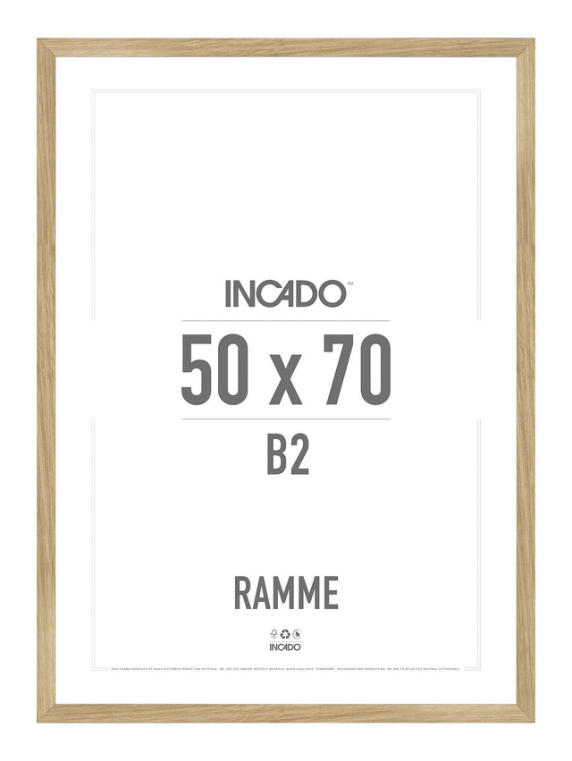 Egetræsramme 20mm - Massiv Eg - Incado NordicLine - 50 x 70 cm 50 x 70  cm Ramme