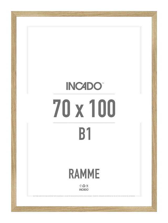Egetræsramme 20mm - Massiv Eg - Incado NordicLine - 70 x 100 cm 70 x 100  cm Ramme