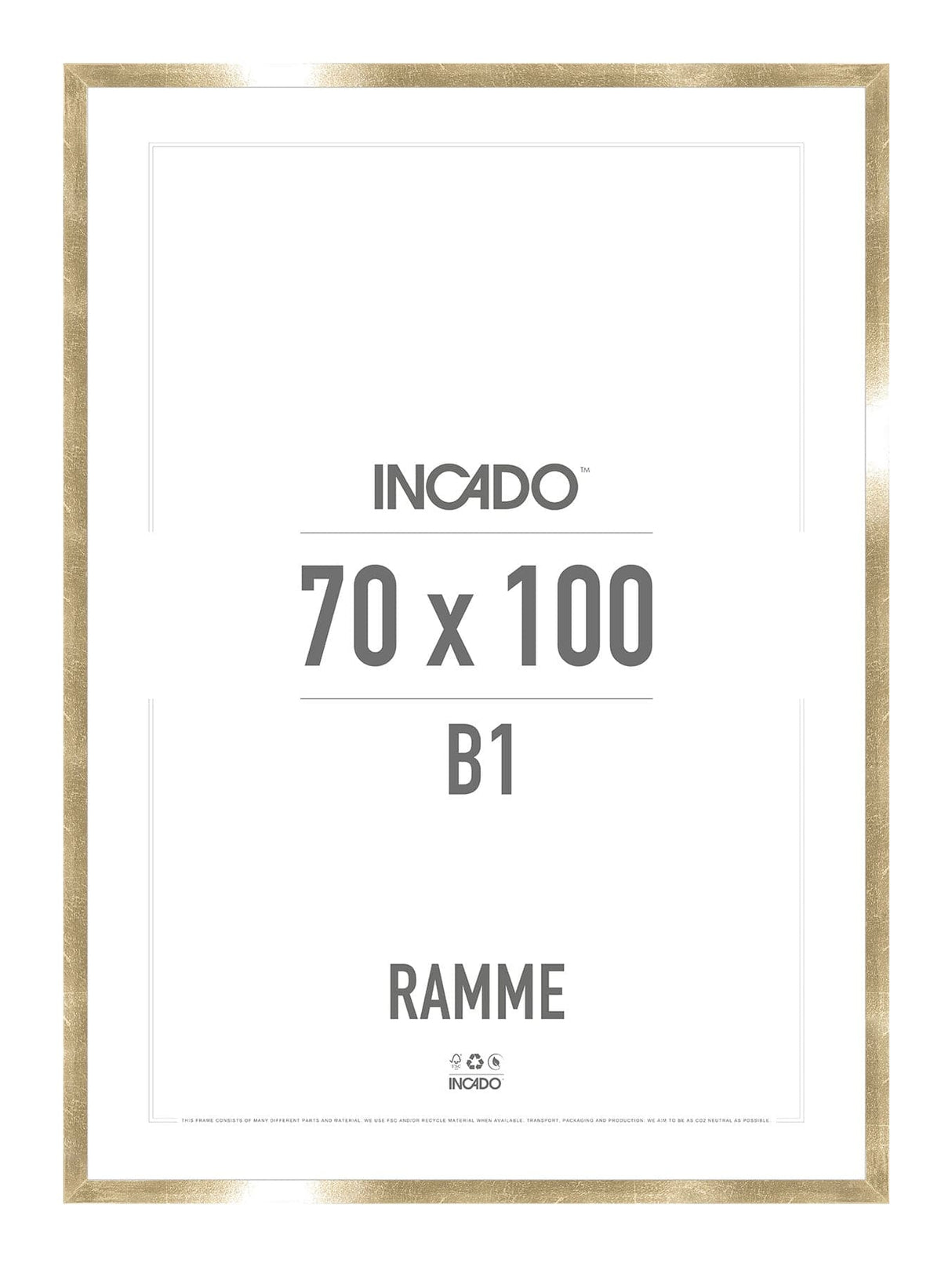 Guld Ramme - Incado NordicLine - 70 x 100 cm 70 x 100  cm Ramme