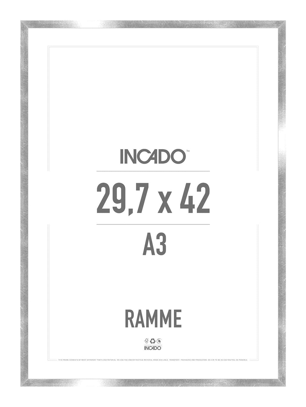 foretrækkes korn Premonition Sølv Ramme - Incado NordicLine - 29,7 x 42 cm