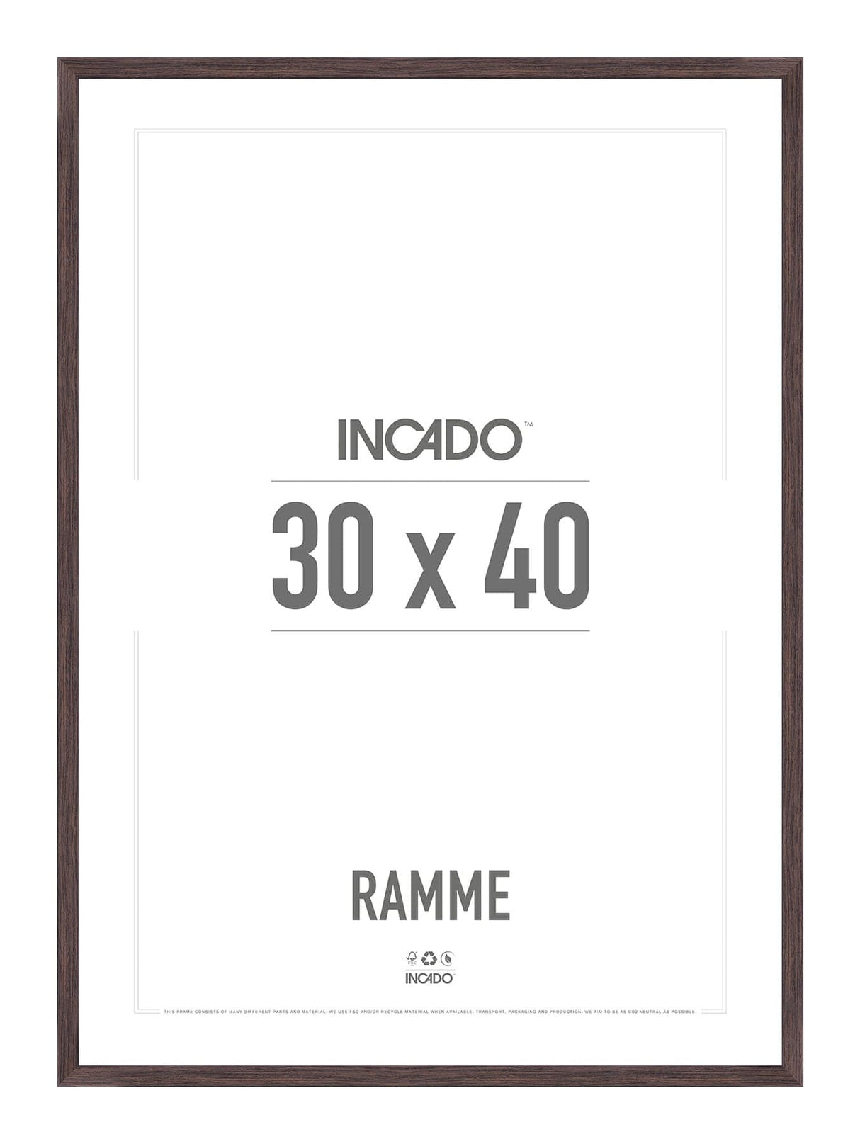 Cherry Brun Ramme - Incado NordicLine - 30 x 40 cm 30 x 40  cm Ramme