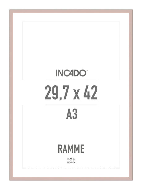 Dirty Rose Lyserød Ramme - Incado NordicLine - 29,7 x 42 cm / A3 29,7 x 42  / A3 cm Ramme
