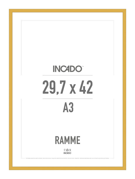 Lemon Curry Gul Ramme - Incado NordicLine - 29,7 x 42 cm / A3 29,7 x 42  / A3 cm Ramme