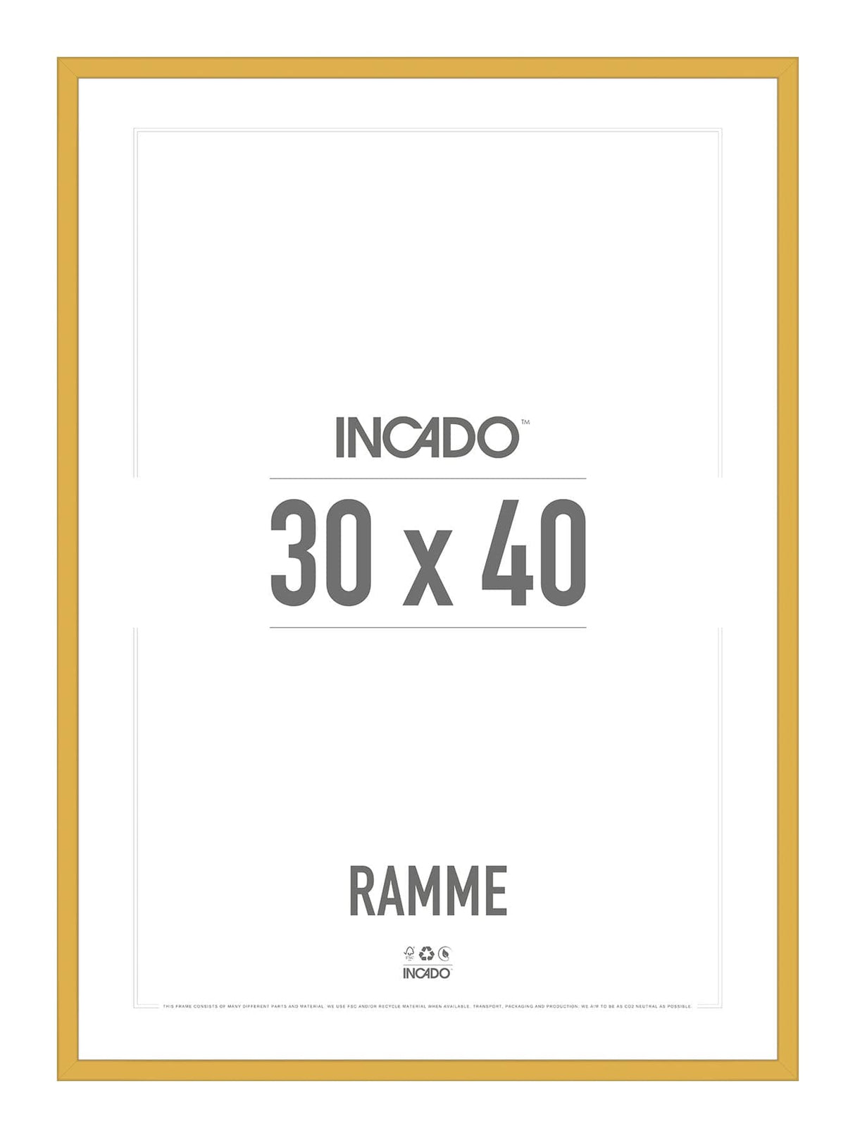 Lemon Curry Gul Ramme - Incado NordicLine - 30 x 40 cm 30 x 40  cm Ramme