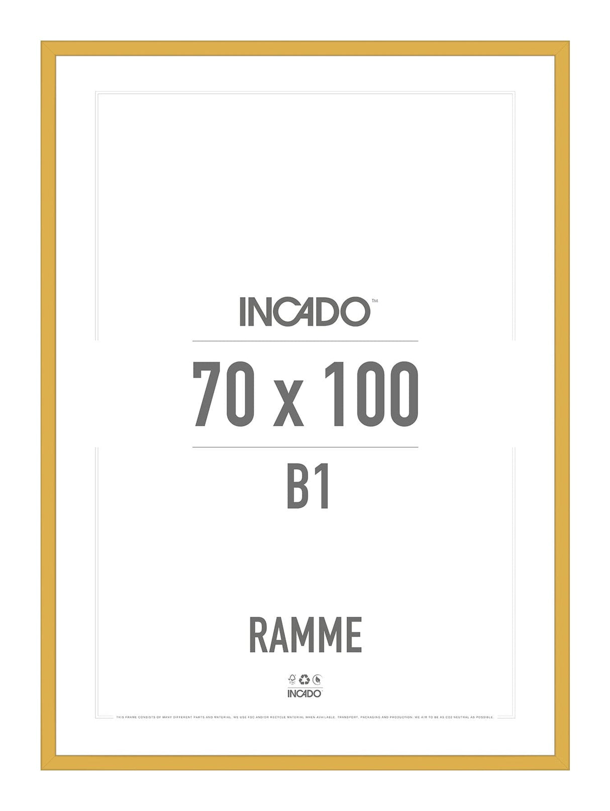 Lemon Curry Gul Ramme - Incado NordicLine - 70 x 100 cm 70 x 100  cm Ramme