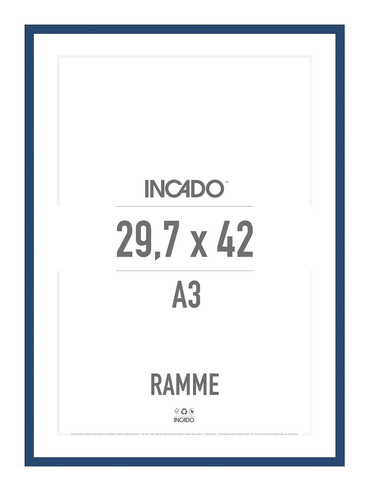 Classic blue blå ramme - Incado NordicLine - 29,7 x 42 cm / A3 29,7 x 42  / A3 cm Ramme
