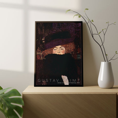 Dame mit Hut und Federboa - Kunstplakat - Gustav Klimt
