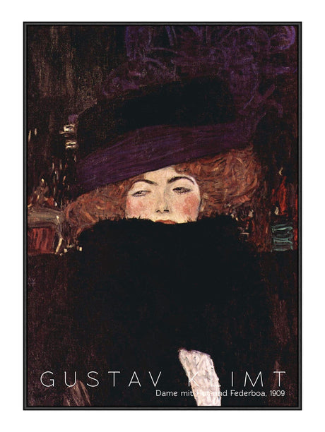 Dame mit Hut und Federboa - Kunstplakat - Gustav Klimt 30 x 40  cm Plakat