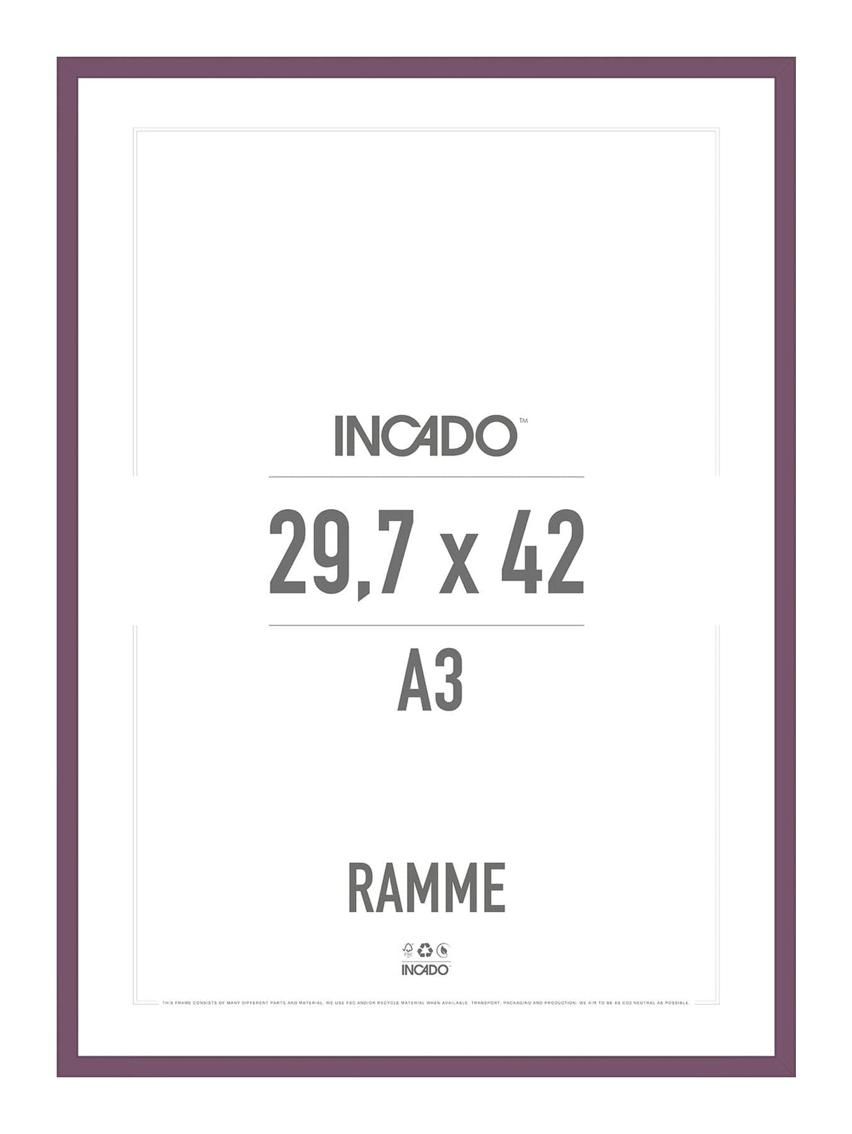 Berry conserve lilla ramme - Incado NordicLine - 29,7 x 42 cm / A3 29,7 x 42  / A3 cm Ramme