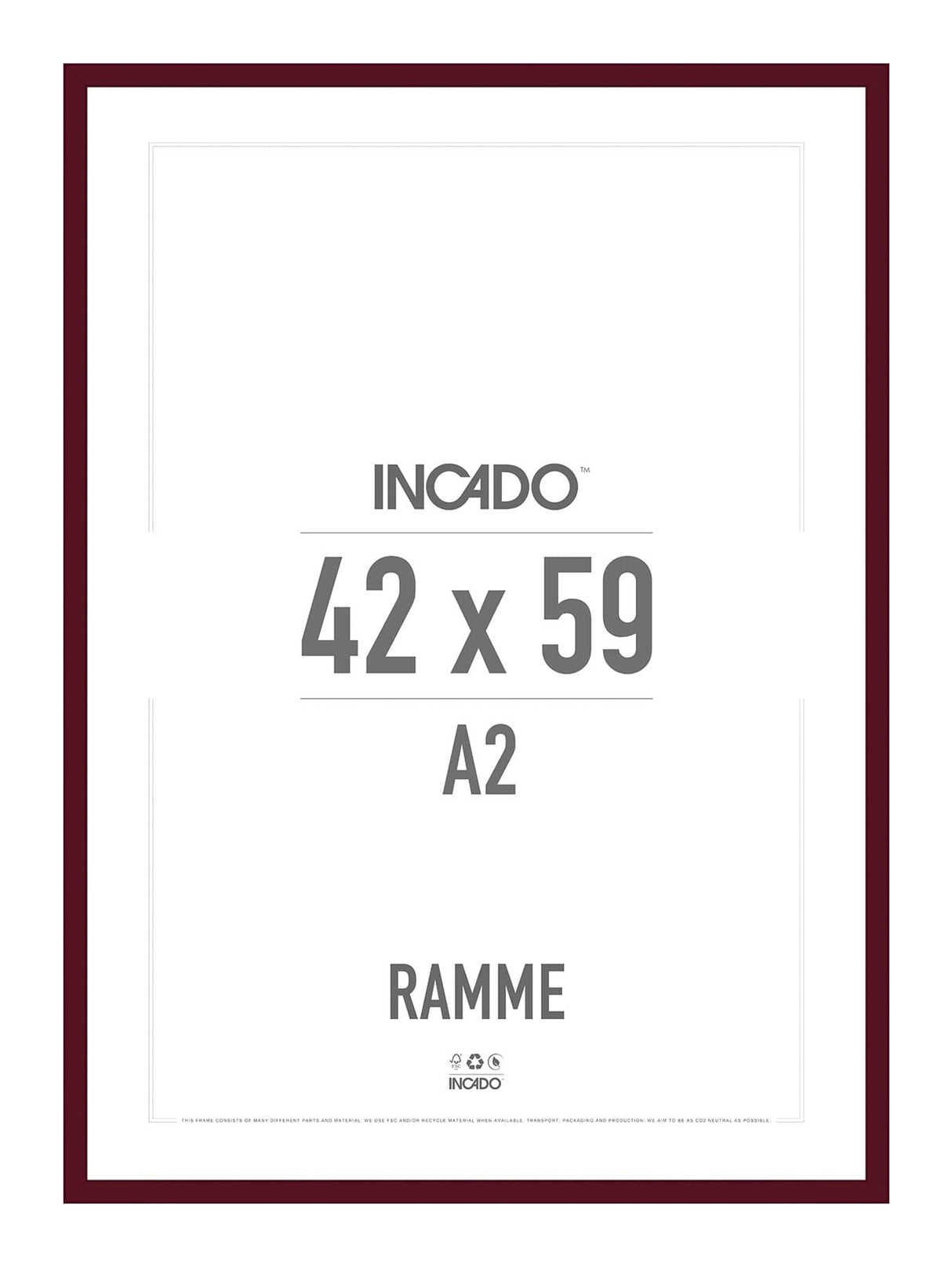 Red wine rød ramme - Incado NordicLine - 42 x 59,4 cm / A2 42 x 59,4  / A2 cm Ramme