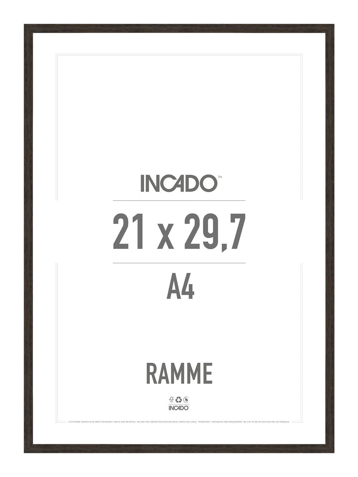 Røget egetræsramme 15mm - Massiv eg - Incado NordicLine - 21 x 29,7 cm / A4 21 x 29,7  / A4 cm Ramme