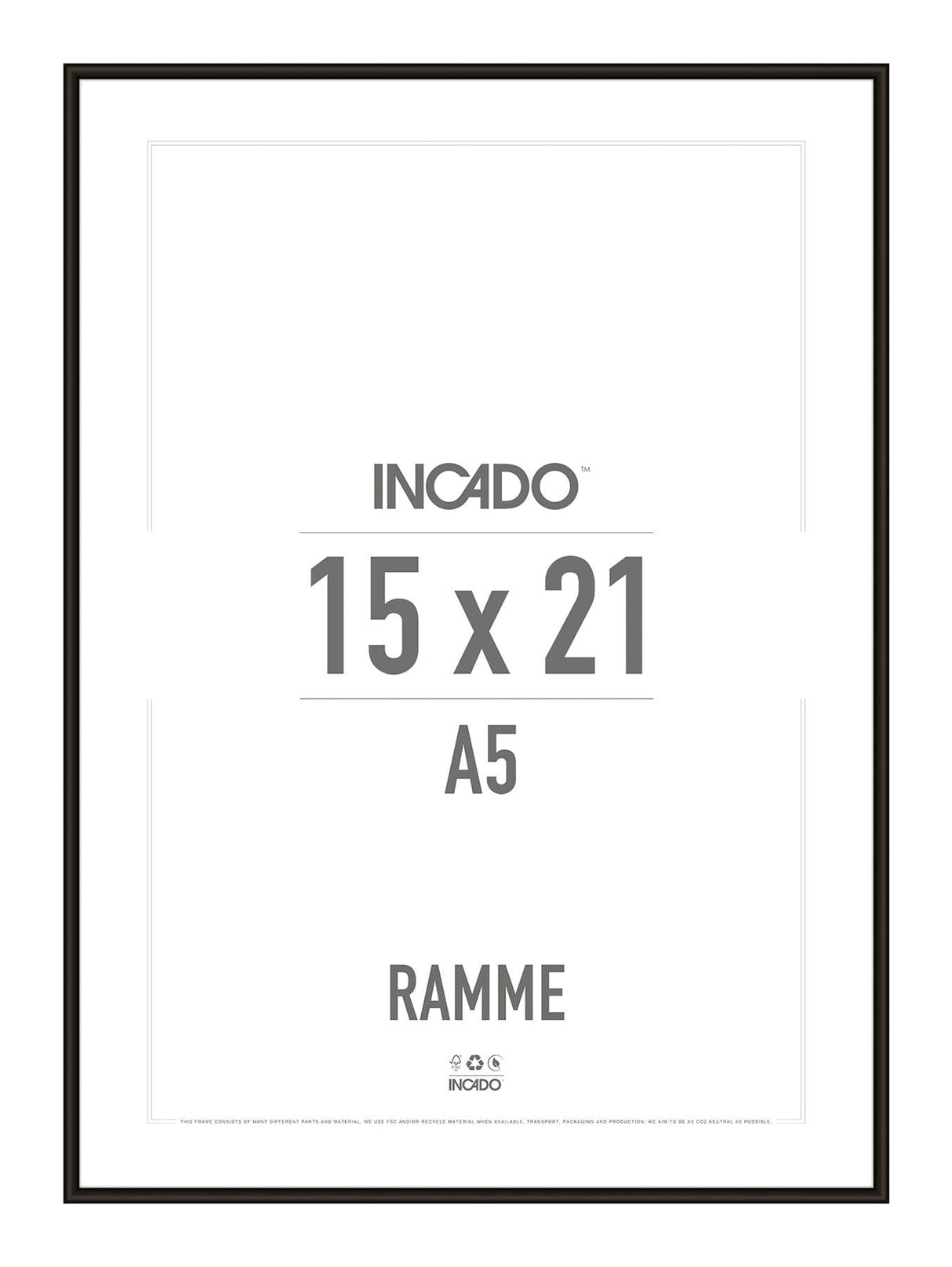Sort aluminiumsramme - Incado NordicLine - 15 x 21 cm 15 x 21  cm Ramme