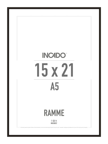 Sort aluminiumsramme - Incado NordicLine - 15 x 21 cm 15 x 21  cm Ramme