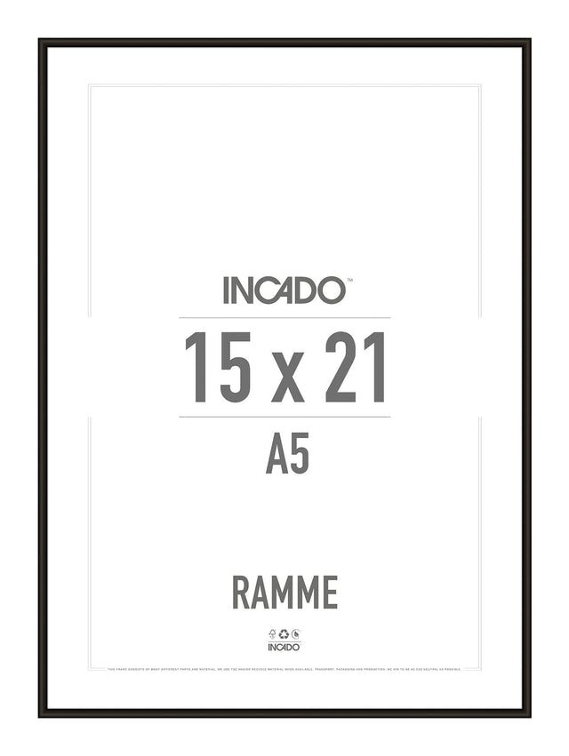 Sort aluminiumsramme - Incado NordicLine - 15 x 21 cm 15 x 21  cm Ramme