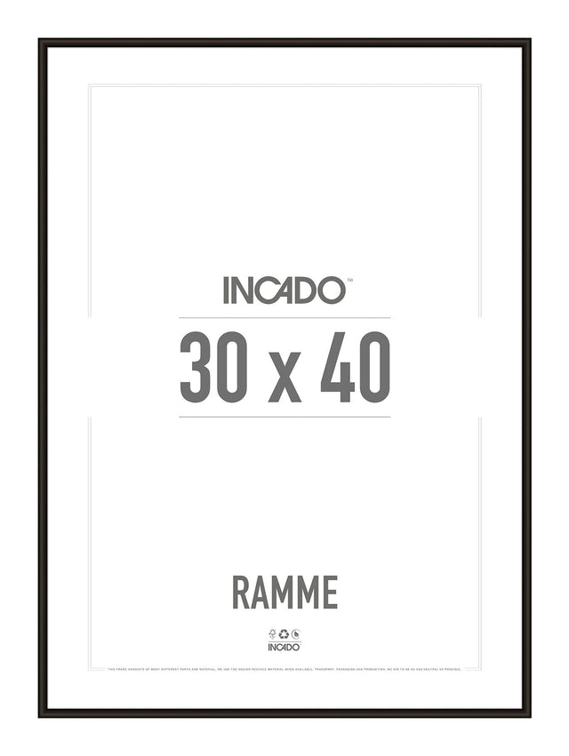 Sort aluminiumsramme - Incado NordicLine - 30 x 40 cm 30 x 40  cm Ramme