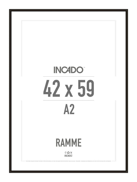 Sort aluminiumsramme - Incado NordicLine - 42 x 59,4 cm / A2 42 x 59,4  / A2 cm Ramme
