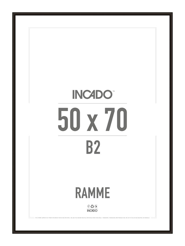 Sort aluminiumsramme - Incado NordicLine - 50 x 70 cm 50 x 70  cm Ramme