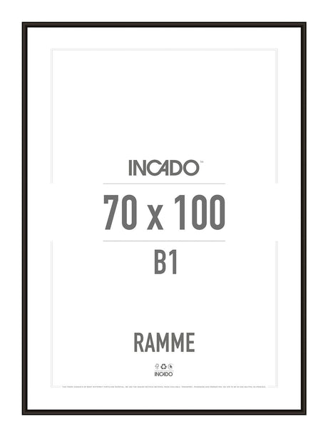 Sort aluminiumsramme - Incado NordicLine - 70 x 100 cm 70 x 100  cm Ramme