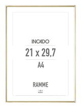Messing aluminiumsramme - Incado NordicLine - 21 x 29,7 cm / A4 21 x 29,7  / A4 cm Ramme