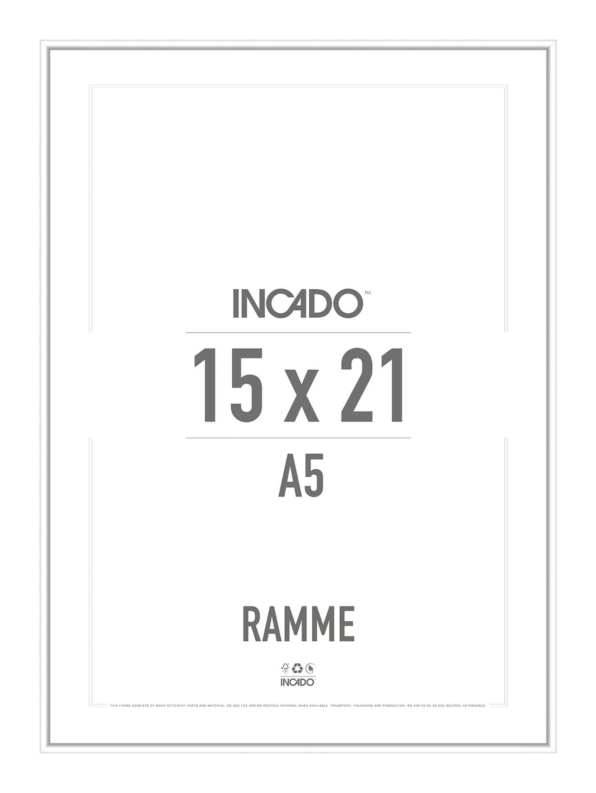Hvid aluminiumsramme - Incado NordicLine - 15 x 21 cm 15 x 21  cm Ramme