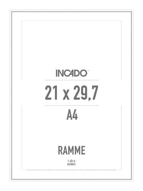 Hvid aluminiumsramme - Incado NordicLine - 21 x 29,7 cm / A4 21 x 29,7  / A4 cm Ramme
