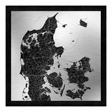 Danmarkskort - Metal - Dark 90 x 90  cm Print på metal
