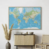 Classic verdenskort - Pinboard - Egetræsramme