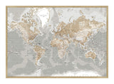 Grey verdenskort - Pinboard - Egetræsramme