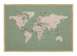 Verdenskort - Pinboard på hør - Mint Sea 80 x 116  cm Print på hør, Pin Board