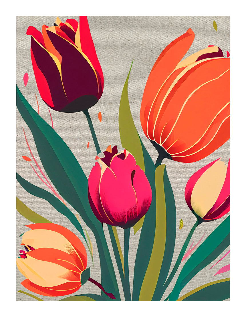 Hør lærredstryk - Colorful Tulip - Incado