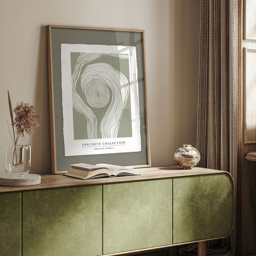 Luksus plakat med egetræsramme - Ongoing Spiral Oak - Artist Paper - Incado