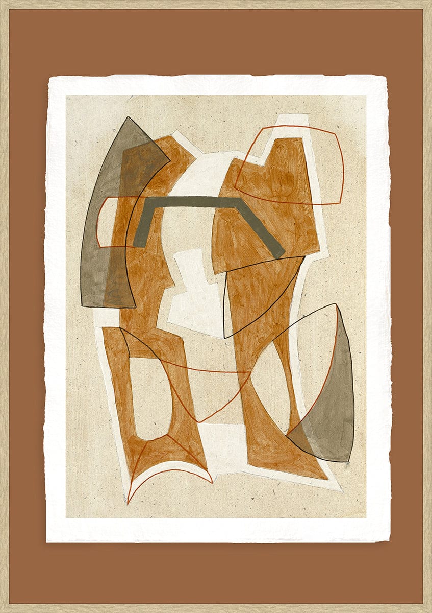 Luksus plakat med egetræsramme - Brown Abstract - Artist Paper - Incado