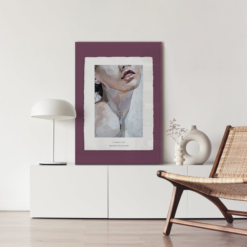 Luksus plakat med lilla ramme - A Woman's Neck - Artist Paper - Incado