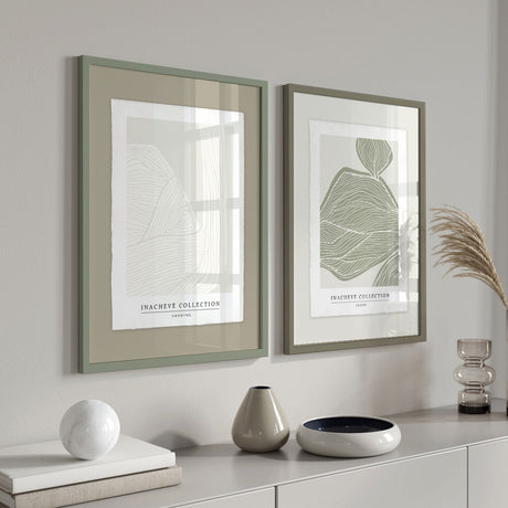 Luksus plakat med grøn ramme - Leaves - Artist Paper - Incado
