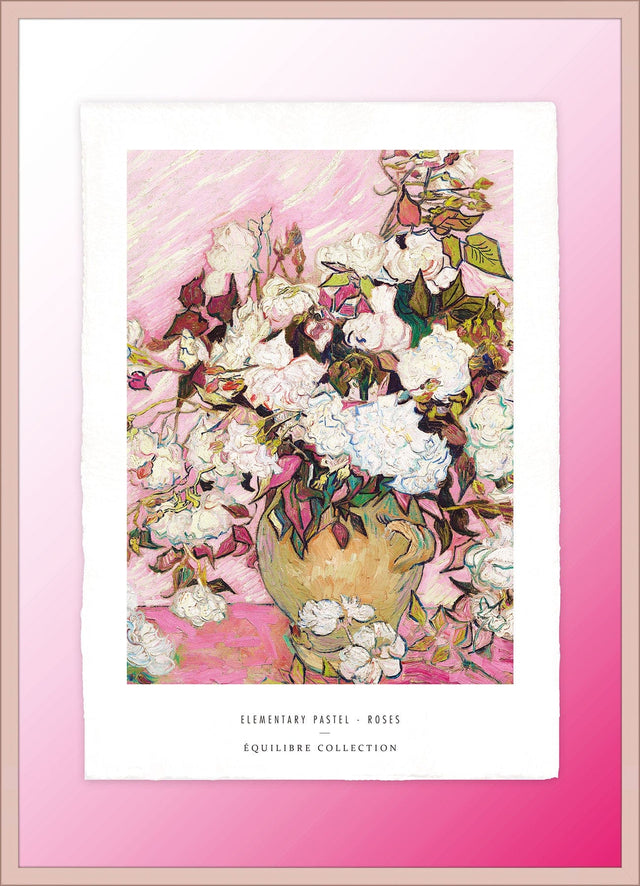 Luksus plakat med lyserød ramme - Elementary Pastel - Roses - Artist Paper - Incado