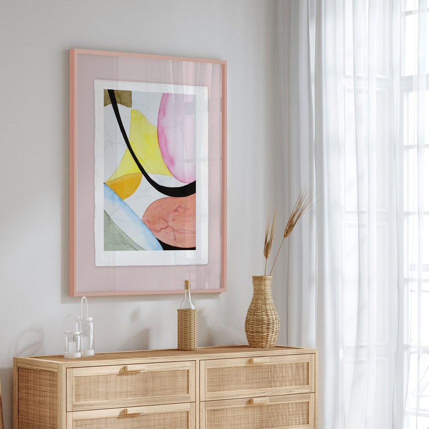 Luksus plakat med lyserød ramme - Shapes - Artist Paper - Incado